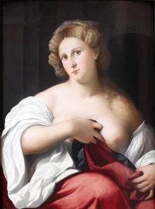 Retrato, de, um, mulher jovem, com, peito nu